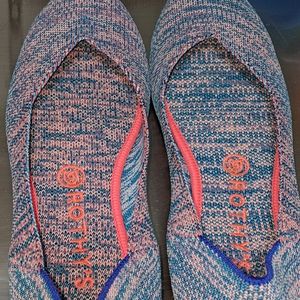 Rothy's Turquoise & Coral Melange "The Flat" size 9, Limited Edition, Retired